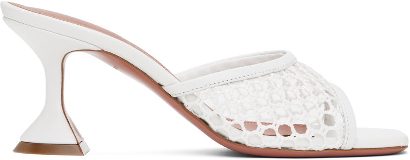 Nega čevljev Amina Muaddi Amina Muaddi Lupita Net 70 Heeled Sandals Bela | LUPITA NET 70