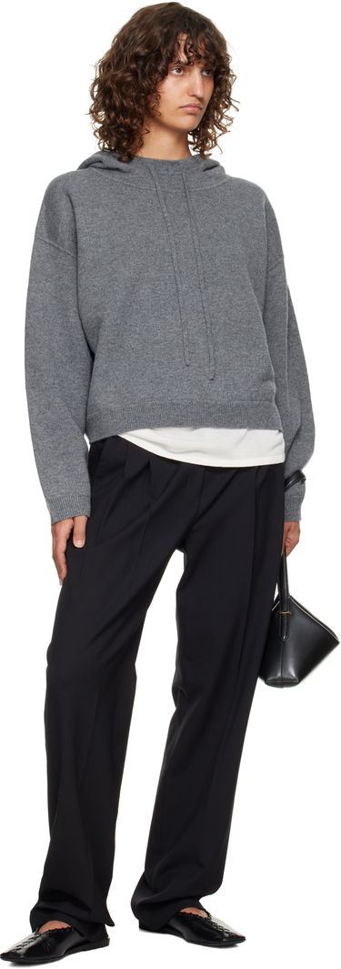 Pulover Loulou de Saison Loulou de Saison Sarla Cashmere Cropped Hoodie Siva | SARLA LDS, 3