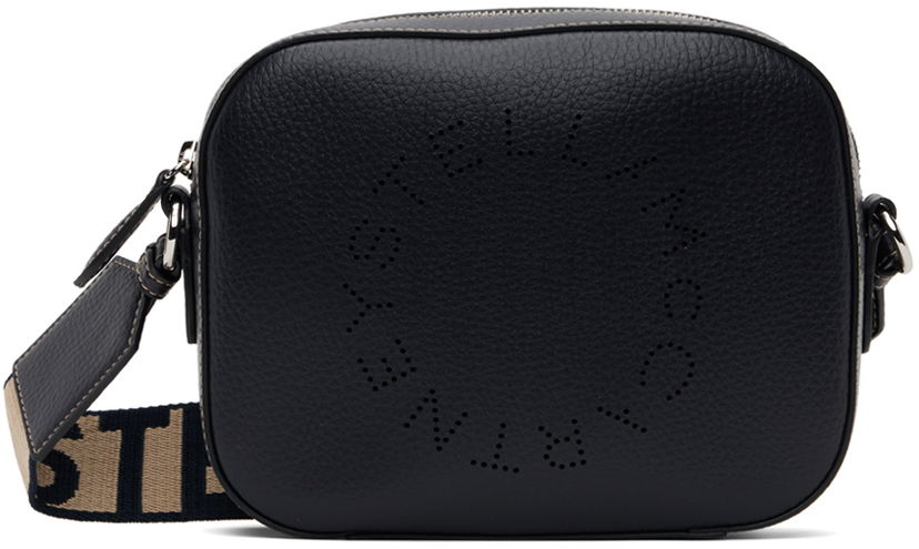Torba za čez ramo Stella McCartney Mini Camera Perforated Logo Shoulder Bag Črna | 700266WP0057