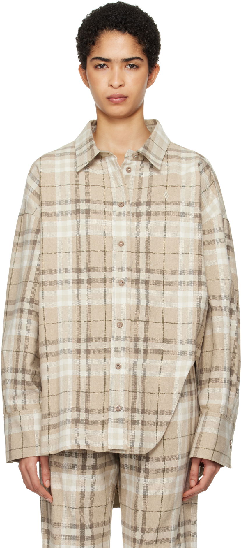 Srajce The Attico Attico Eliza Plaid Shirt Bež | 250WCH00004 CCC050AA