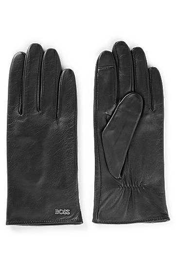 Rokavice BOSS BOSS Leather Gloves with Full Lining Črna | 50526613