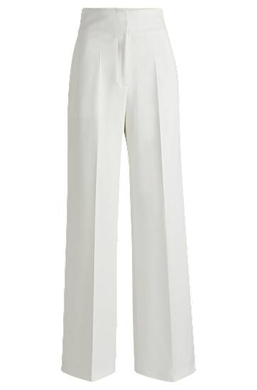 Hlače BOSS High-Waisted Flared Trousers Bela | 50513960