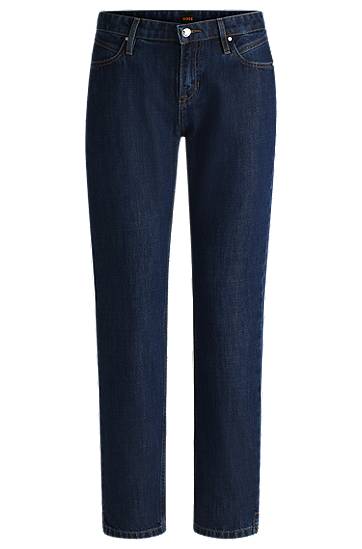 Kavbojke BOSS Slim-Fit Rinse-Washed Denim Jeans Modra | 50534799