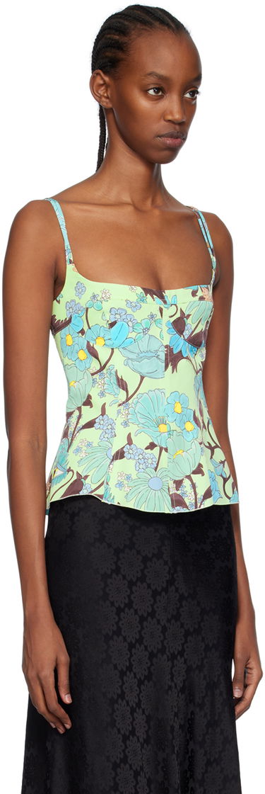 Majica brez rokavov Stella McCartney Stella McCartney Floral Print Peplum Camisole Zelena | 6T01583DS300, 1