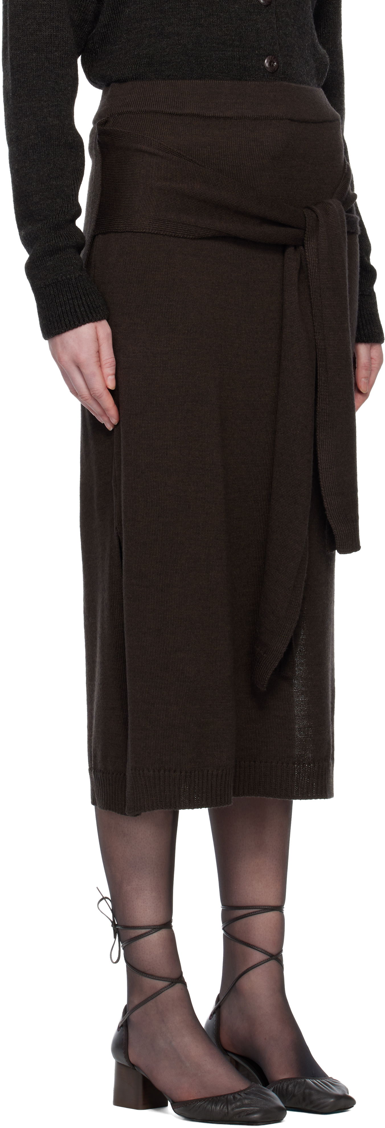 Krila LEMAIRE Trompe L'oeil Midi Skirt Rjava | SK1058 LK087, 1