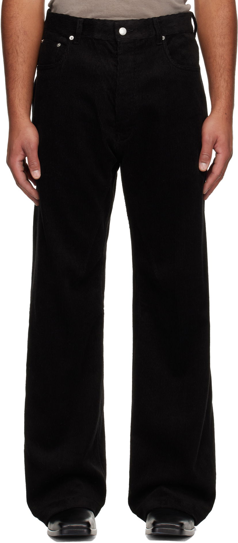 Hlače Rick Owens Corduroy Concordians Geth Trousers Črna | RU02E1333 MLC9