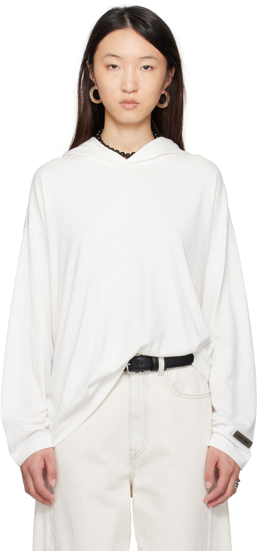 Pulover Fear of God Fear of God ESSENTIALS Long Sleeve Hoodie Bela | 125SP257044FW