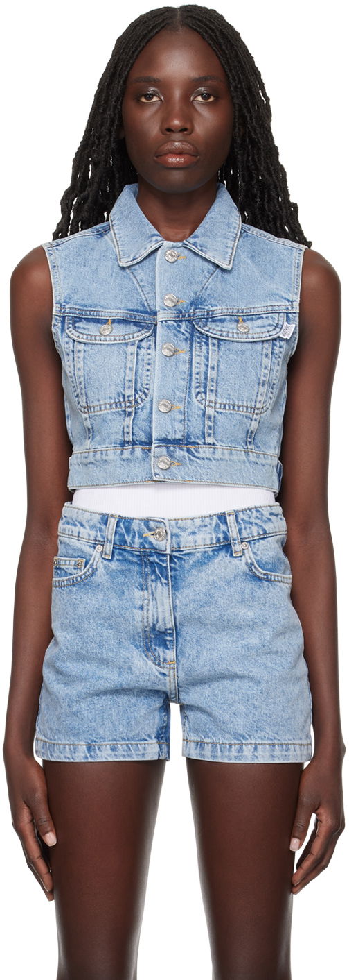 Telovnik Moschino Moschino Jeans Faded Denim Vest Modra | 0505 3236