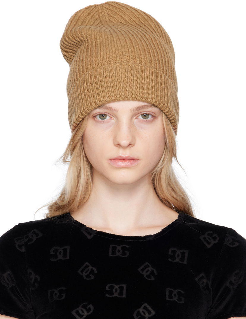 Beanie Dolce & Gabbana Beige Ribbed Beanie Bež | FXL68T JFMU9
