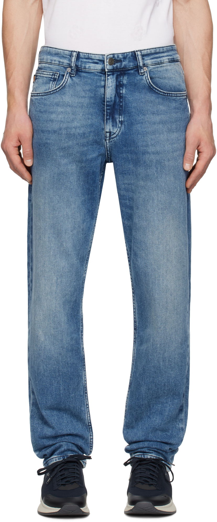Kavbojke BOSS Faded Jeans Modra | 50532538