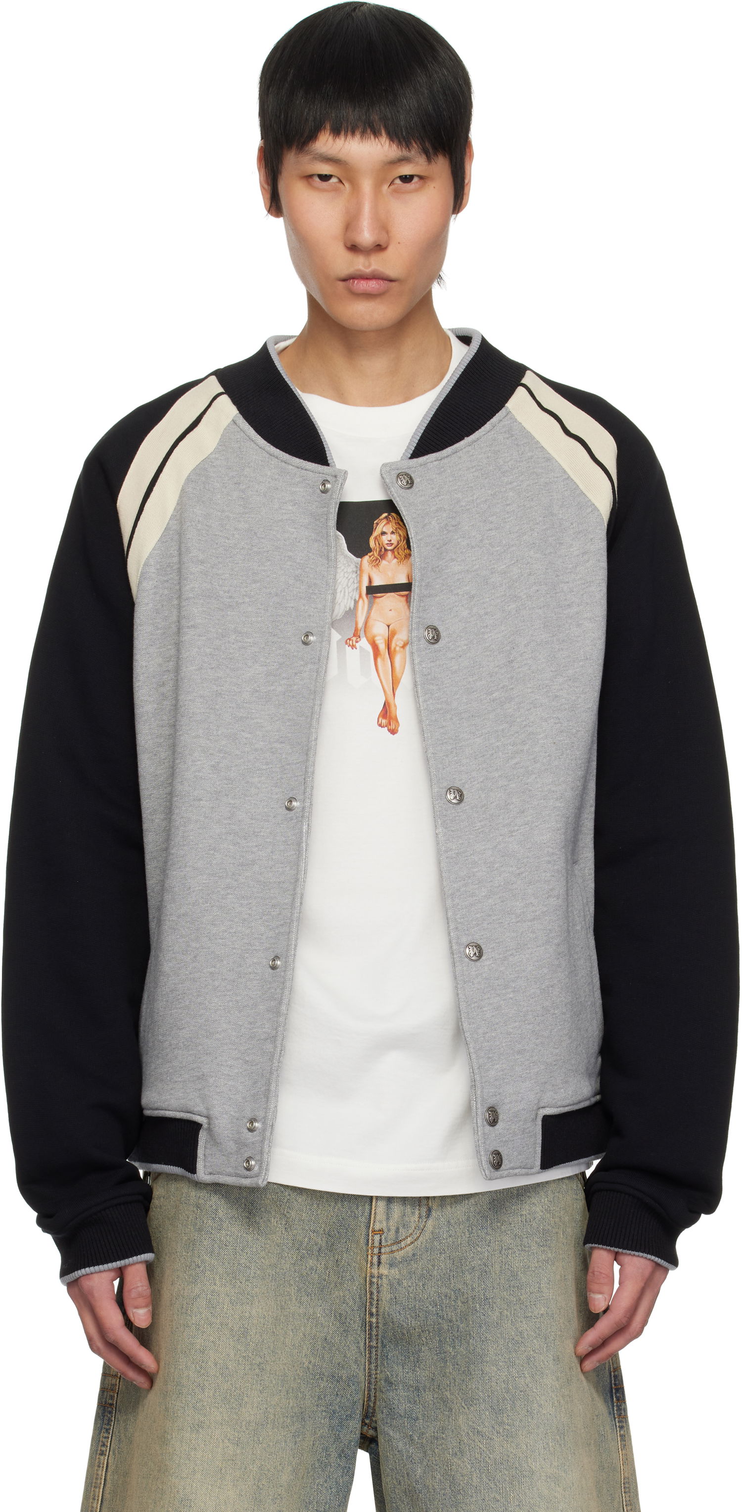 Bomber jakna Palm Angels Palm Angels Varsity Bomber Jacket Siva | PMEK010S25FAB0010810, 0