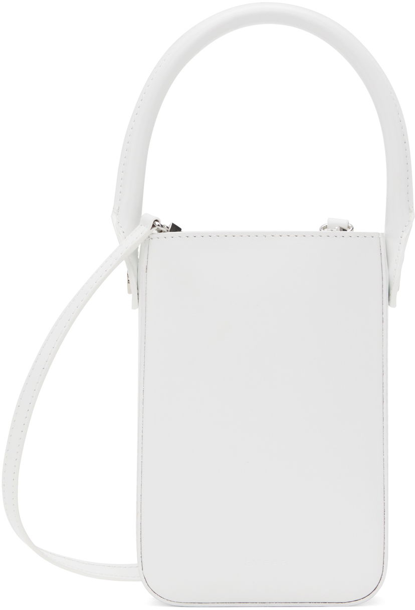 Torbica BY FAR Mini Leather Crossbody Bag Bela | 23PFNTOWHWSMA