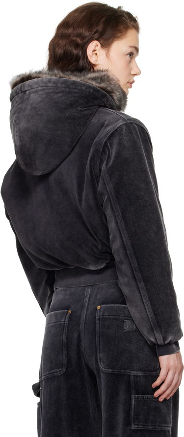 Pulover Alexander Wang Velour Workwear Shearling Trim Jacket Črna | 4CC4242106, 2