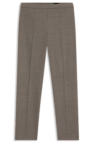 Hlače BOSS Regular-Fit Micro-Patterned Wool-Blend Trousers Siva | 50545535