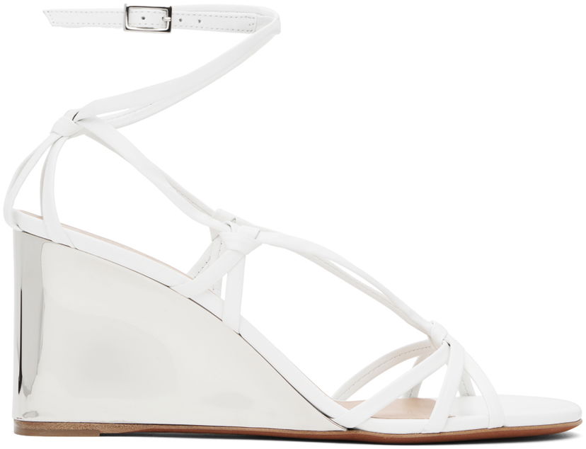 Obleke CHLOÉ Chloé Rebecca Wedge Heeled Sandals Bela | CHC24U989HY