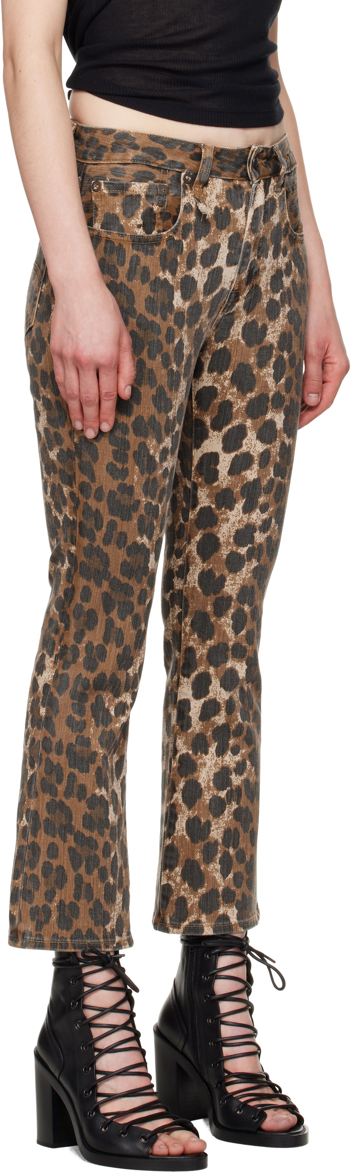 Kavbojke R13 R13 Leopard Print Kick Fit Jeans Rjava | R13W0009-D278A, 1