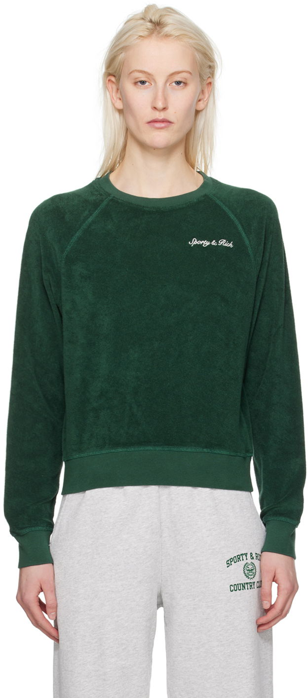 Pulover Sporty & Rich Syracuse Sweatshirt Zelena | CRAW2378FO