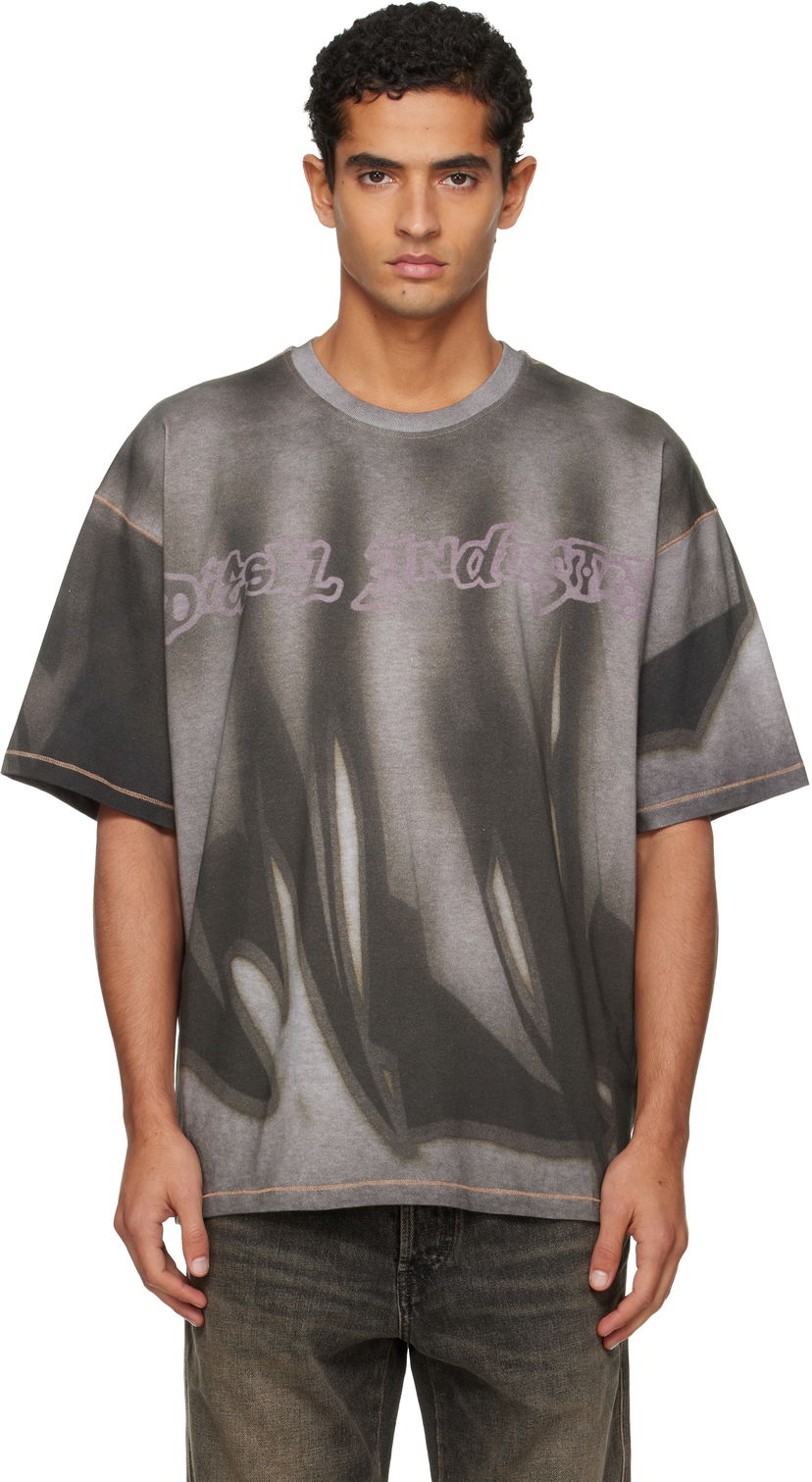 Majica Diesel Oversized Faded Graphic T-shirt with Contrast Stitching Siva | A21623-0BKBY-98BA