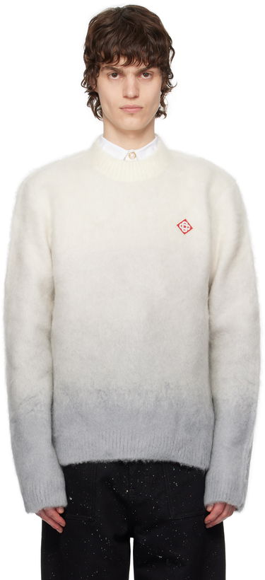Pleteni pulover Casablanca Casablanca Gradient Mohair Sweater Bela | MPS25-KW-840-01, 0