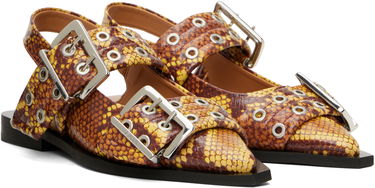 Obleke GANNI GANNI Feminine Buckle Flats Rumena | S2940, 3