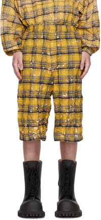 We11done Crinkled Check Shorts