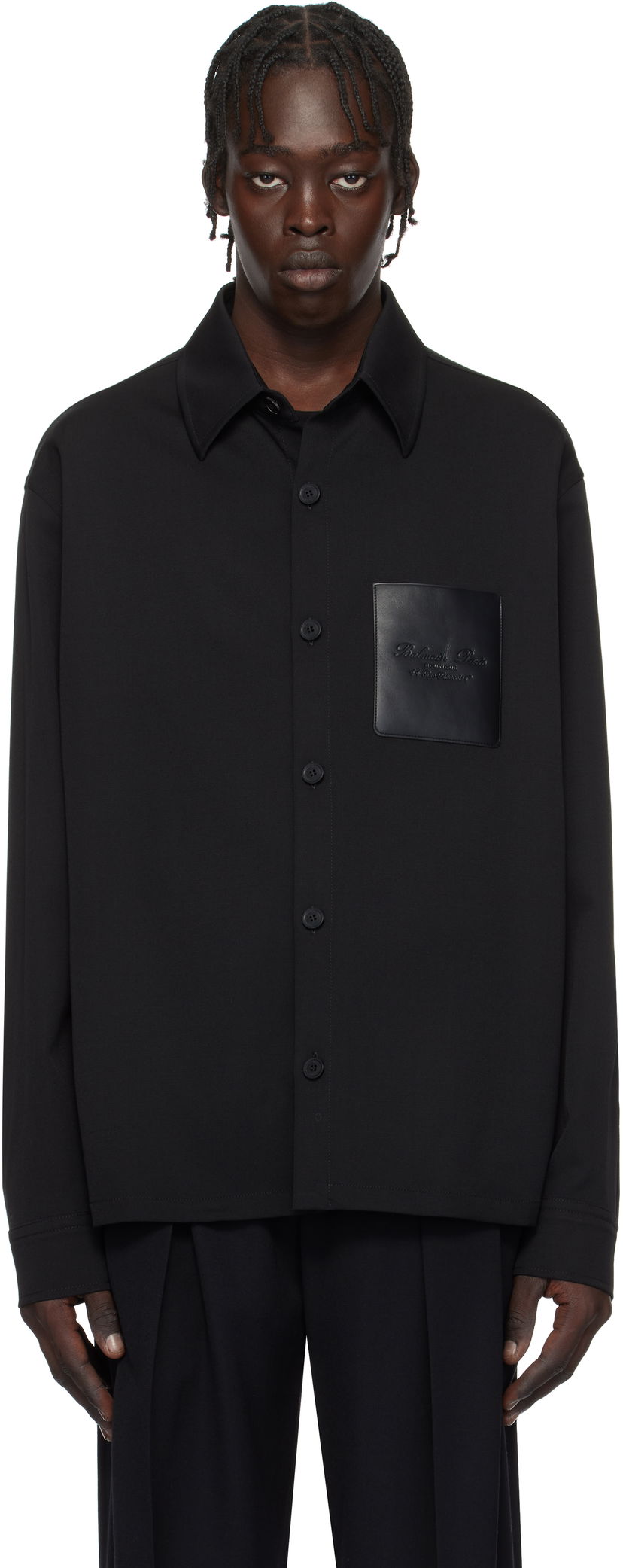 Srajce Balmain Couture Label Long Sleeve Shirt Črna | EH1HS391WB01