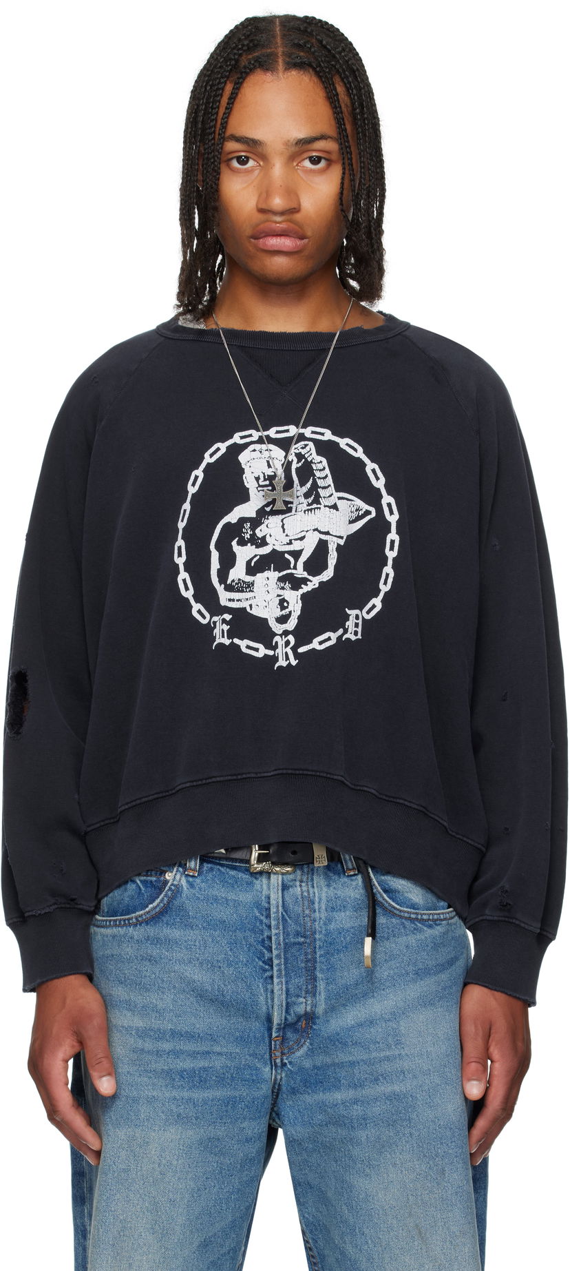 Pulover Enfants Riches Déprimés Enfants Riches Déprimés En Chaine Raglan Crewneck Sweatshirt Mornarica | 020-468