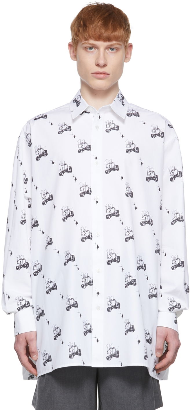 Srajce We11done Print Cotton Shirt Bela | WD-BL1-22-213-U-WH