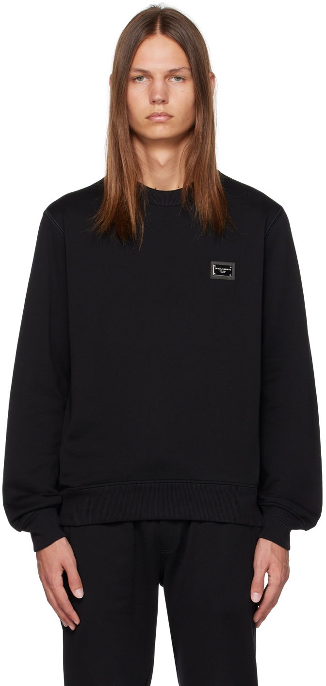 Pulover Dolce & Gabbana Black Plaque Sweatshirt Črna | G9ABJTG7F2G