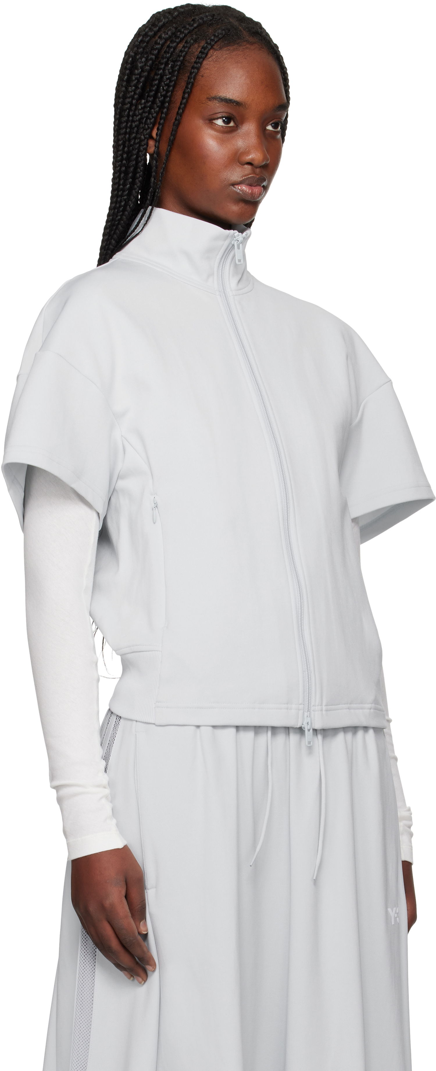 Obleke Y-3 Y-3 Short Sleeve Track Jacket Siva | JL6671, 1