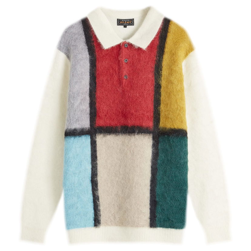 Pleteni pulover BEAMS Long Sleeve Colour Block Knit Polo, Size Medium Večbarvna | 3812-0031-048-01