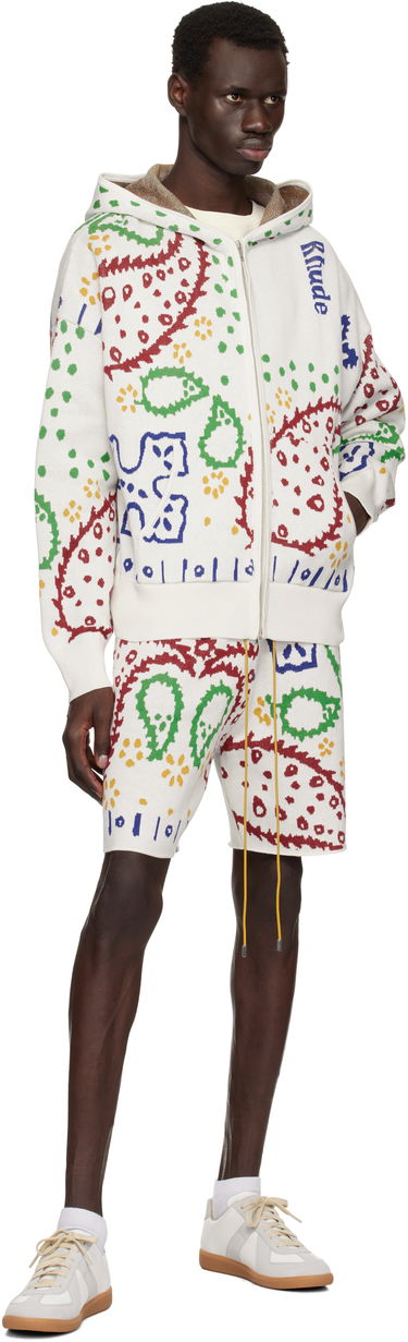 Pulover Rhude Rhude Bandana Knit Full-Zip Hoodie Bela | RHPS25HO01472, 3