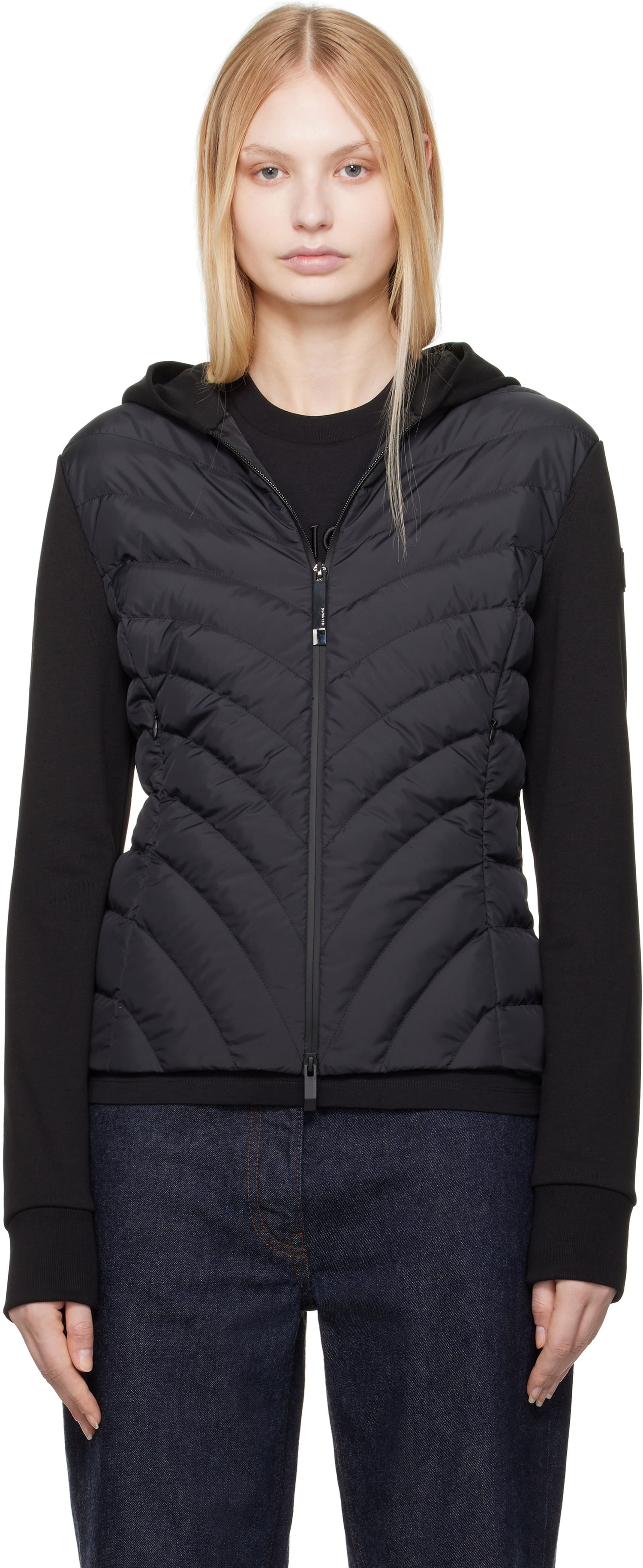 Pulover Moncler Moncler Zip Up Hooded Down Cardigan Črna | K10938G00020809KZ, 0