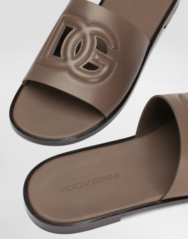 Modni dodatki Dolce & Gabbana Dolce & Gabbana Calfskin Slides Bež | A80397AO6028K327, 3