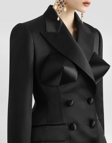 Jakna Dolce & Gabbana Dolce & Gabbana Double-breasted Duchess Satin Jacket With Conical Cups Črna | F27ETTFU106N0000, 3