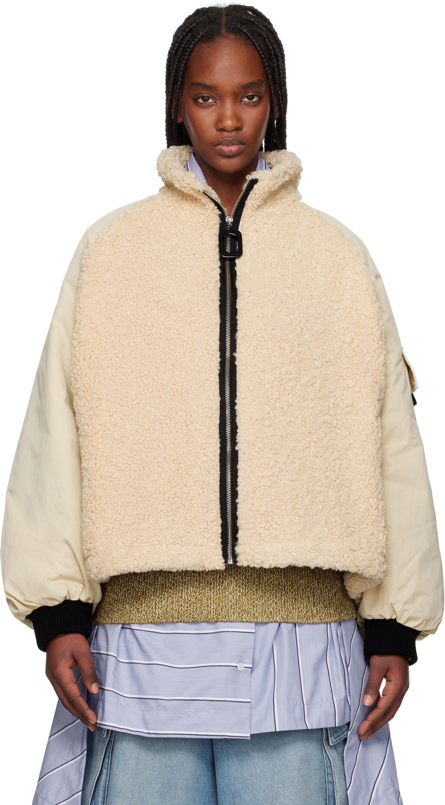 Jakna JW Anderson JW Anderson Color Block Fleece Track Jacket Bež | JK0367-PG1736, 0