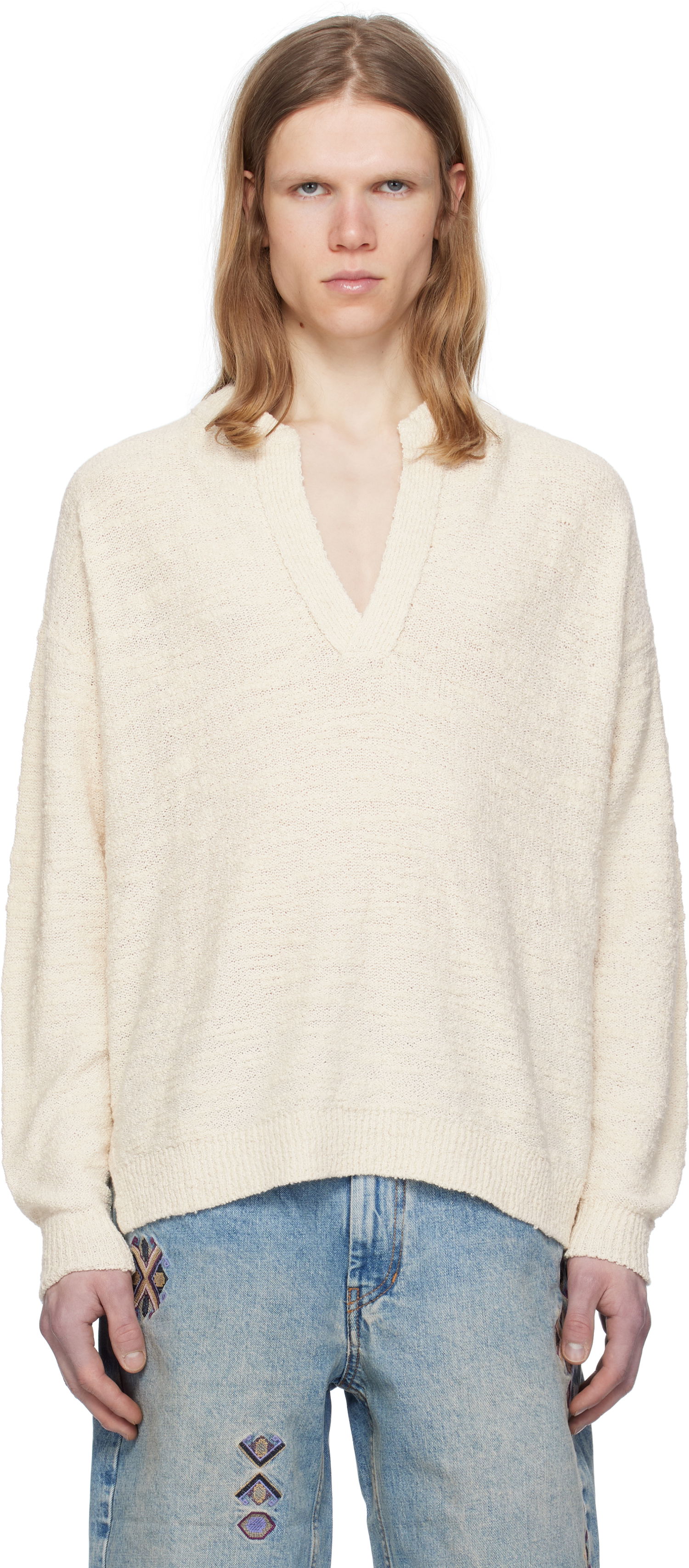 Pleteni pulover ISABEL MARANT Isabel Marant Arnold V-Neck Sweater Bela | PU0679HA-C2L02H, 0