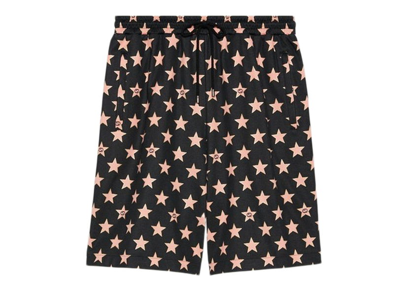 Kratke hlače Gucci Star-Print Shorts Black Črna | 705299 XJEOP 1082