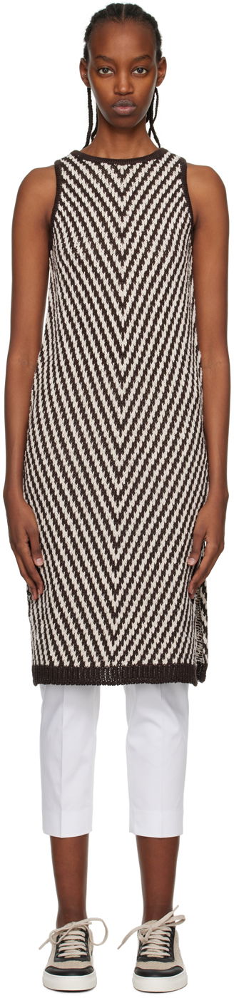 Pleteni pulover Max Mara Max Mara Chevron Knit Midi Dress Rjava | 2313611432600 MM12158