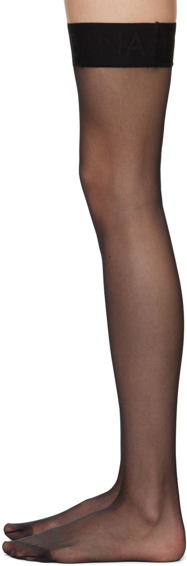 Nogavice Dolce & Gabbana Sheer Thigh High Socks Črna | O4A70T ONO28, 2