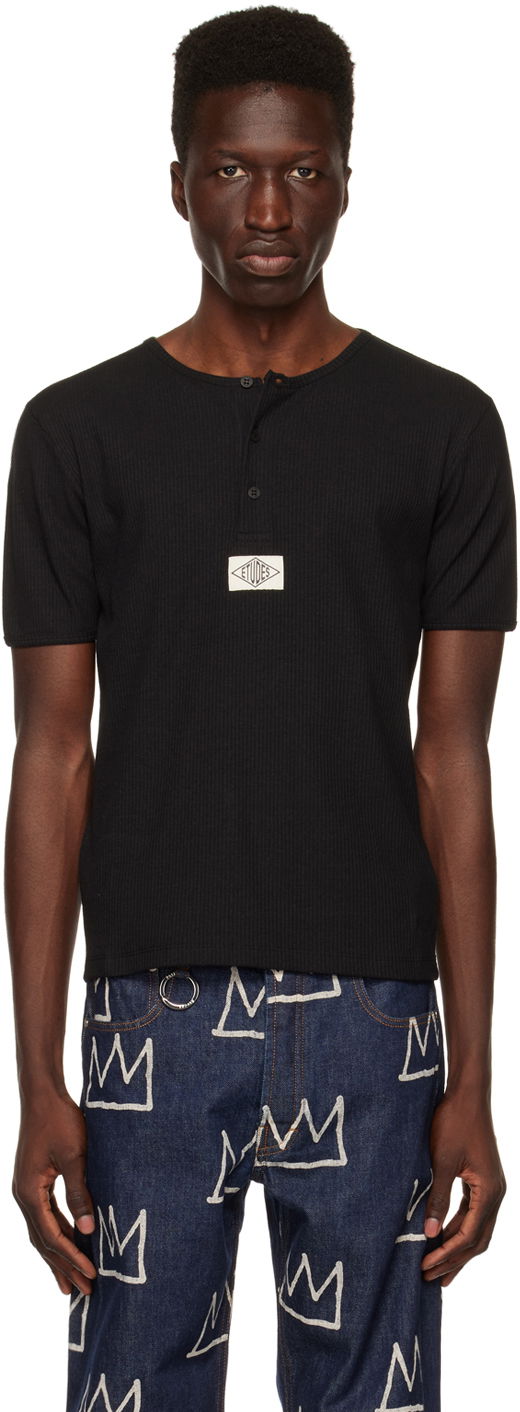 Majica Études Strike Henley T-Shirt Črna | E23MM163B00299