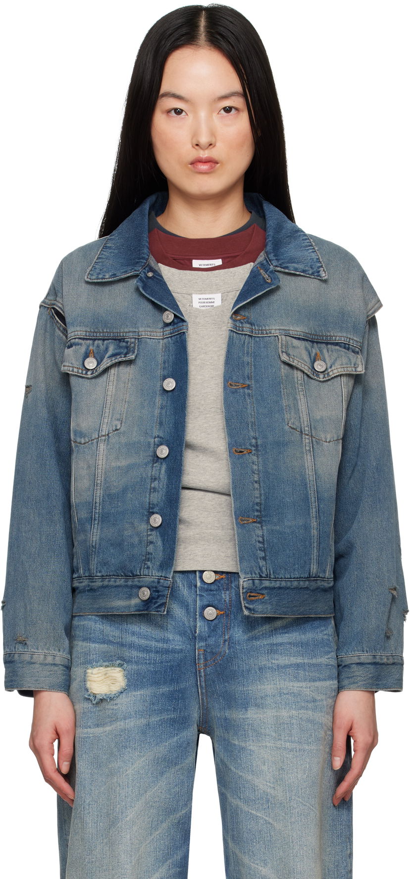 Jakna Maison Margiela MM6 Maison Margiela Faded Denim Jacket Modra | S52AM0319 M30017