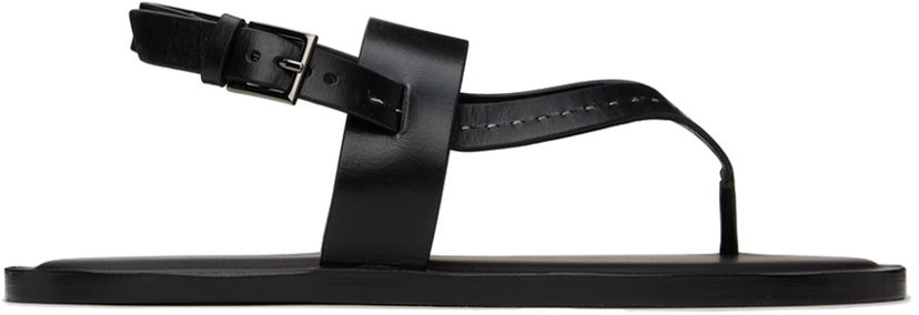 Superge in čevlji Max Mara Leather Thong Sandals Črna | 2414521012600