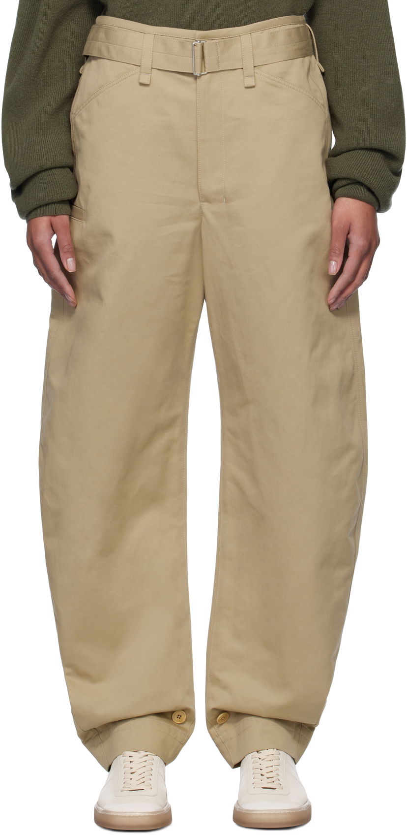 Cargo hlače LEMAIRE Lemaire Belted Tapered Trousers Bež | PA1159 LF1309