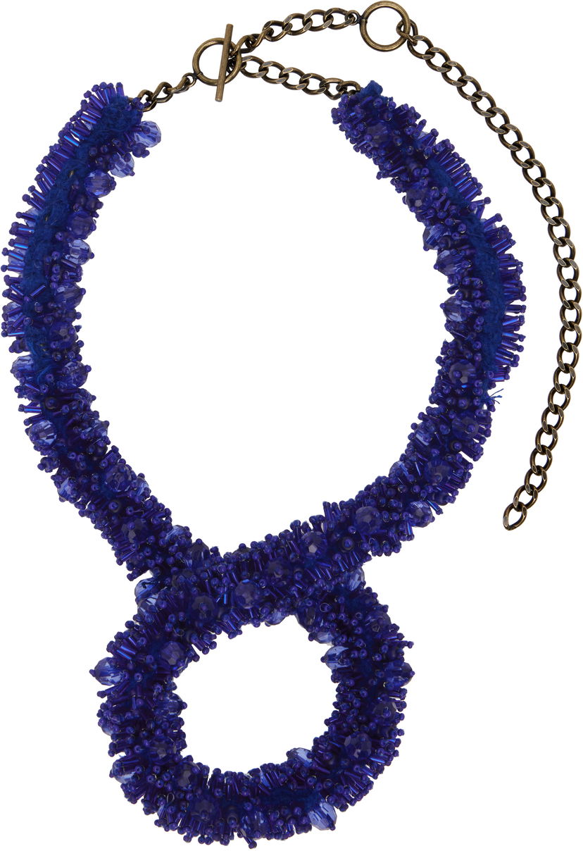 Ogrlica Dries Van Noten Embroidered Necklace Modra | 242-018222-052