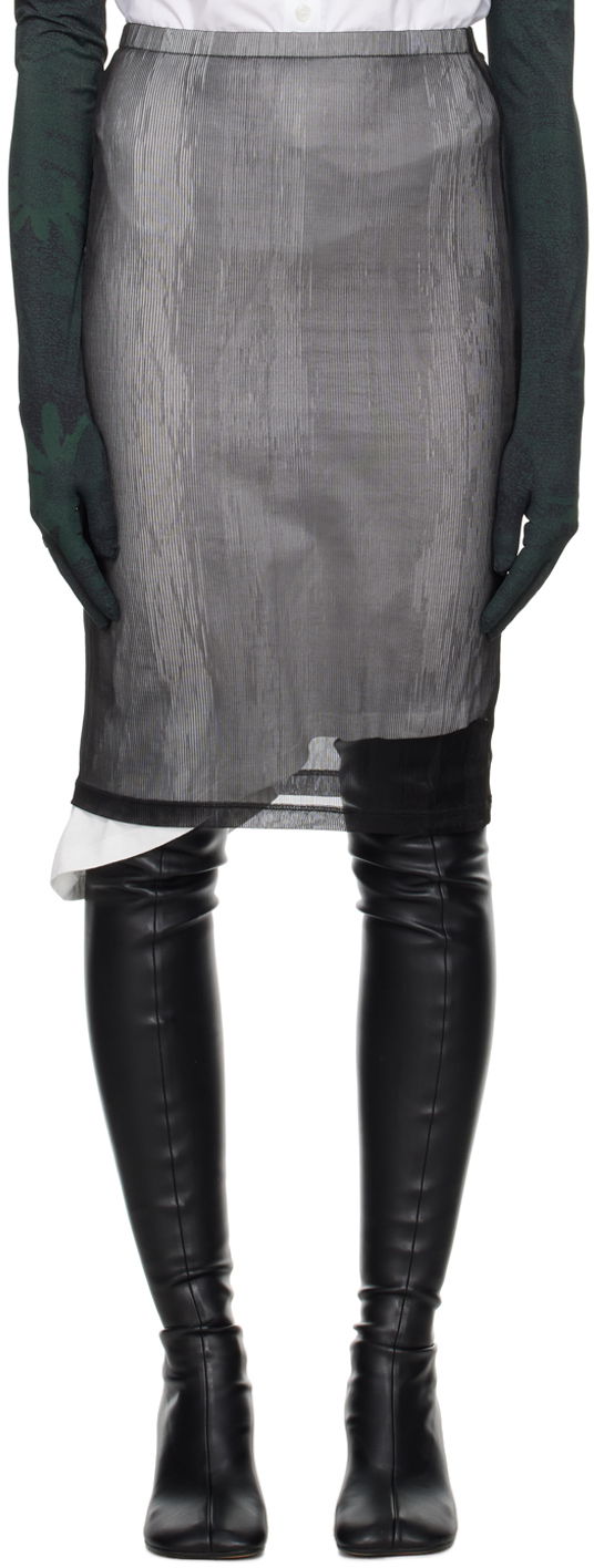 Krila Maison Margiela MM6 Ribbed Midi Skirt Črna | S52MC0006 STJ403