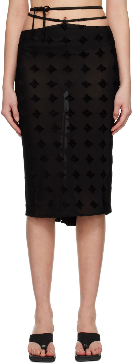 Krila MISBHV Strappy Monogram Print Midi Skirt Črna | 3022W857