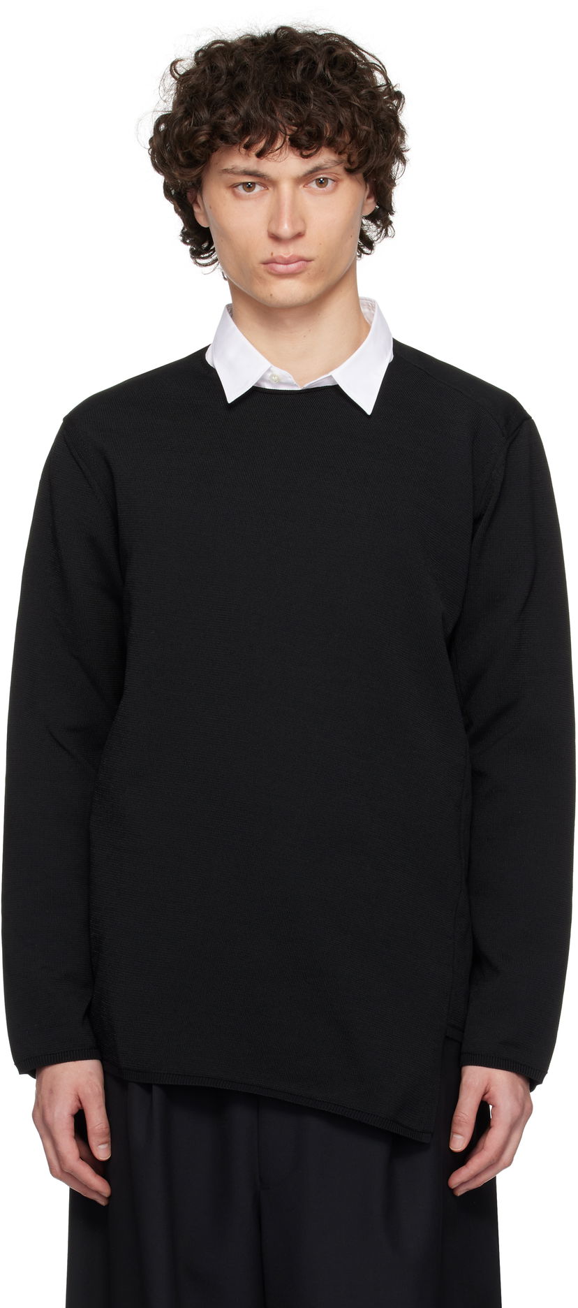 Pleteni pulover Comme des Garçons Comme des Garçons Homme Plus Asymmetrical Sweatshirt Črna | PO-N007-S25
