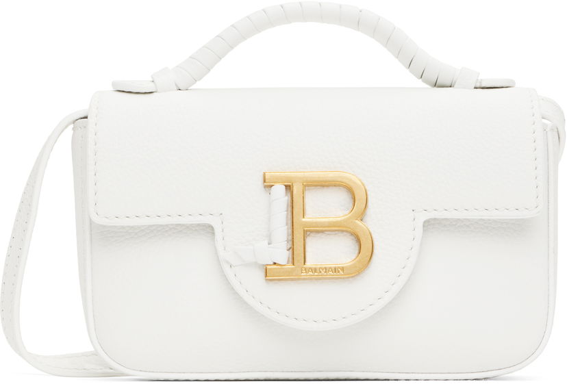 Torbica Balmain Balmain B-Buzz 17 Grained Leather Crossbody Bag Bela | EN1DG811LPOS