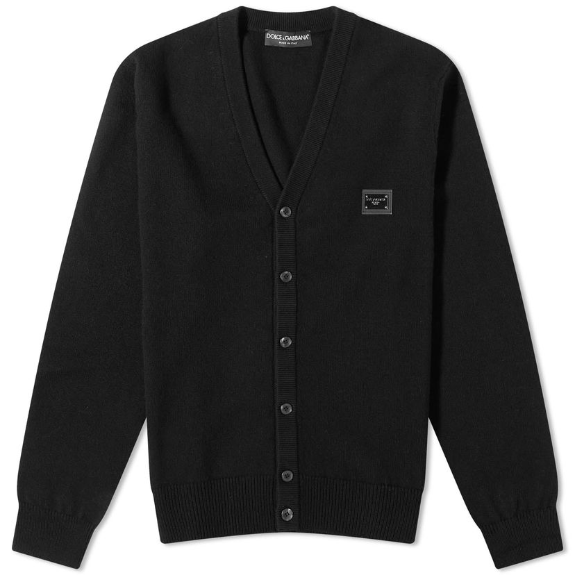 Pleteni pulover Dolce & Gabbana Plate Knitted Cardigan Black Črna | GXO37TJEMQ4-N0000